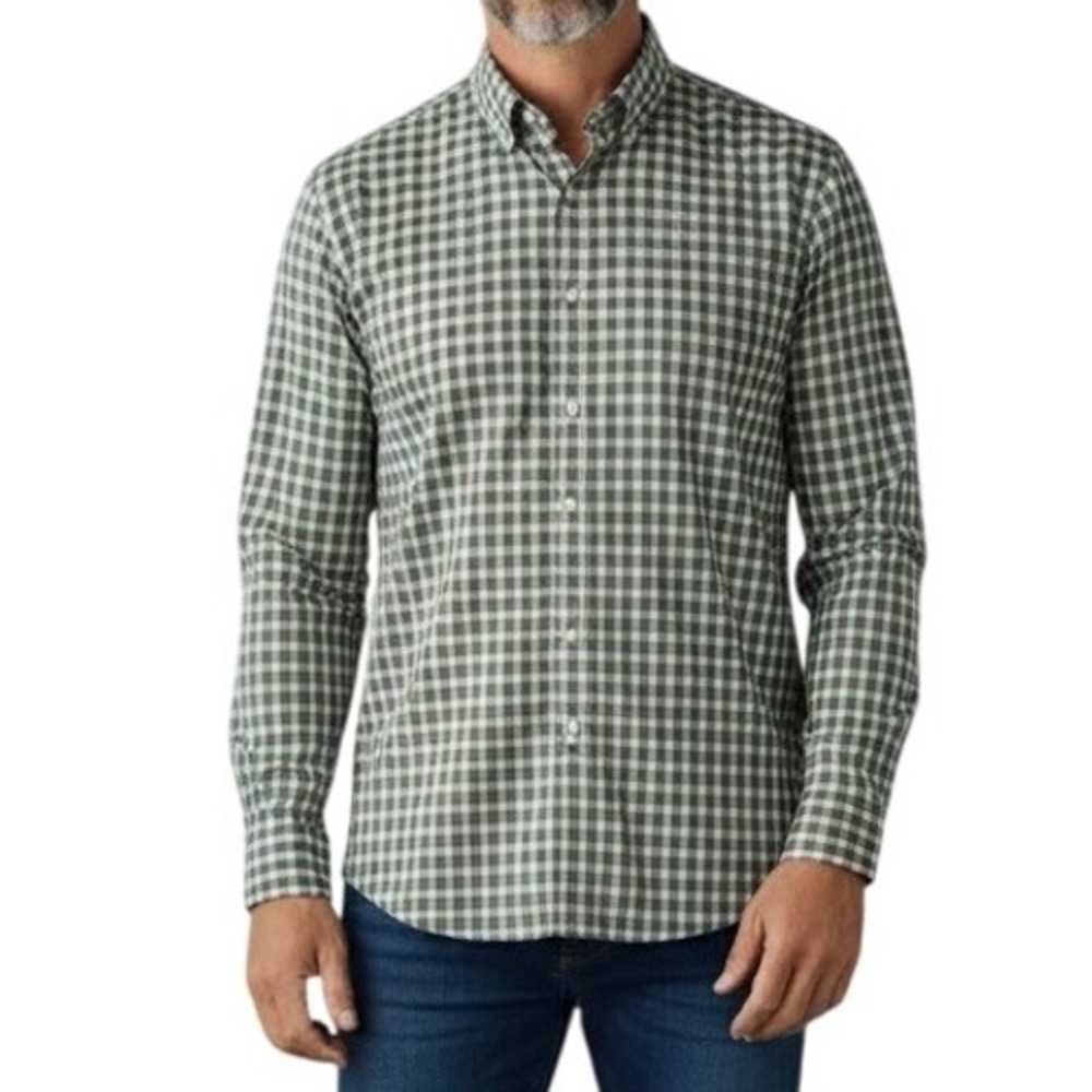 Eddie Bauer‎ Men's Green Plaid Button-Down Shirt Size M Long Sleeve Cotton